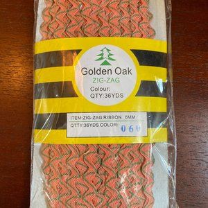 Salmon & Green  6mm Ric Rac